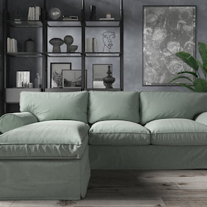 EKTORP 2 Seat Sofa with Chaise Longue Right/Left Cover, Handmade Slipcover - Custom Made To Fit EXTORP 2 Seat Sofa with Chaise Longue Model