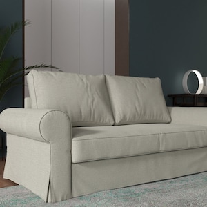 BACKABRO 3-Seat Sofa Bed Cover, Handmade Natural Linen Slipcover - Custom Made To Fit BAKABRO 3 Seater Couch Model