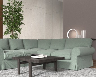 EKTORP Corner Sofa 2+2 Cover, Handmade Natural Linen Slipcover