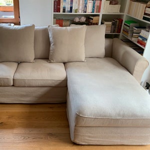 GRÖNLID Chaise Longue Cover, Handmade Natural Linen Slipcover - Custom Made To Fit Gronlid Chaise Lounge Model