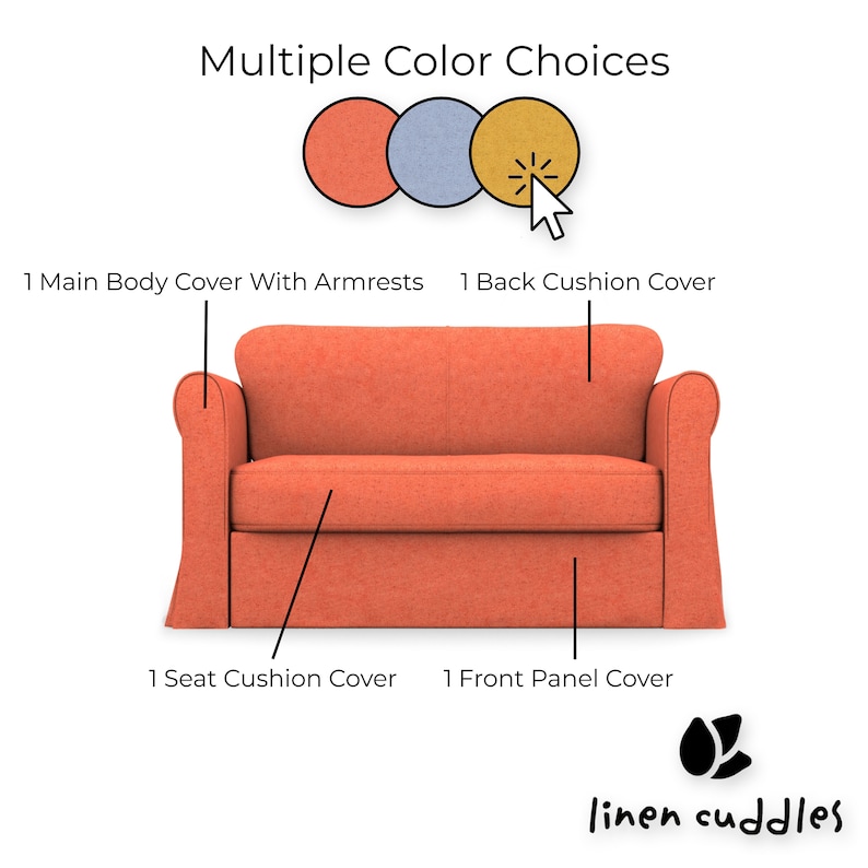 HAGALUND 2 Seat Sofa Bed Cover Handmade Natural Linen Etsy