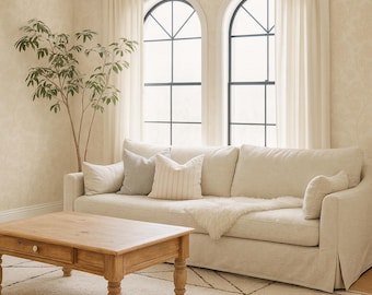 FÄRLÖV 3-Sitzer Sofa Bezug, Handgefertigter Bezug aus Naturleinen - Maßgeschneidert für das Farlov 3-Sitzer Sofa