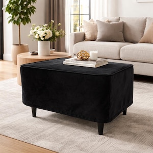 STRANDMON Footstool Cover, Handmade Natural Linen Slipcover - Custom Made To Fit STRANDMON Model Ottoman