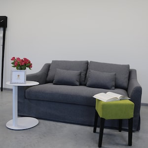 FÄRLÖV 2-Sitzer Sofa Bezug, Handgefertigter Bezug aus Naturleinen - Maßgeschneidert für Farlov 2-Sitzer Loveseat Sofa Modell