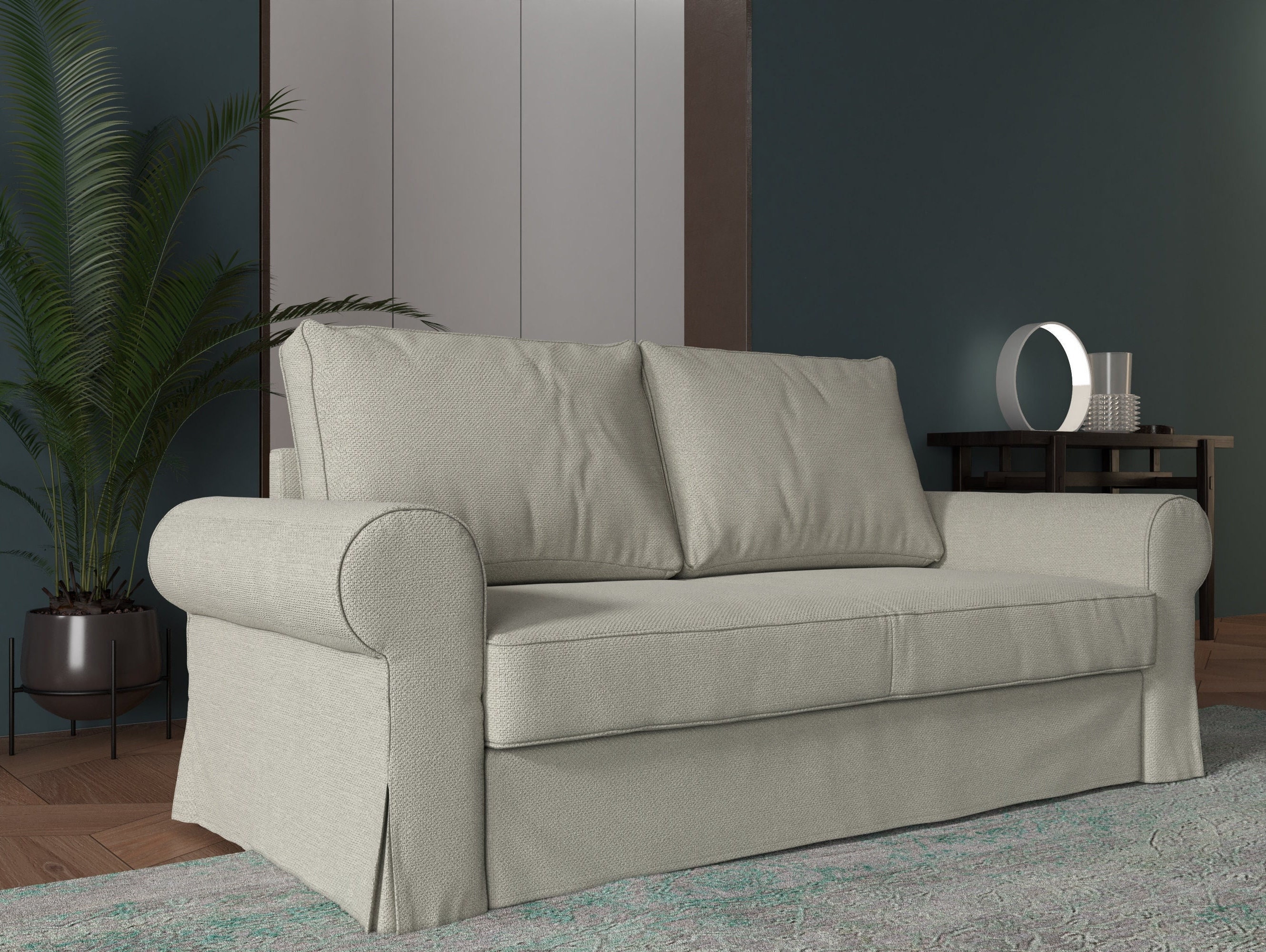 BACKABRO 3-seat Sofa Bed Cover, Handmade Natural Linen BACKABRO 3-seat Sofa Bed Cover, Handmade Natural Linen