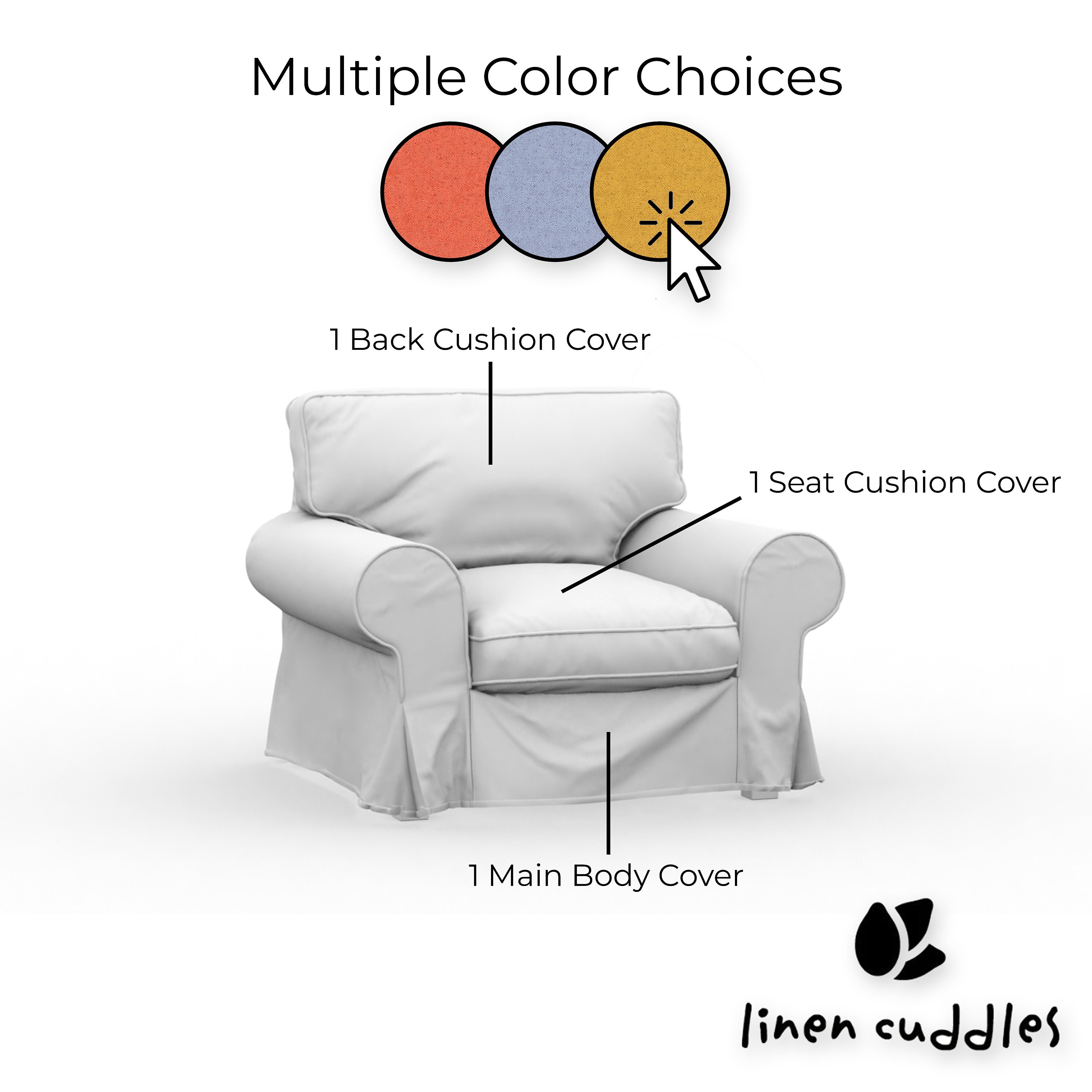 EKTORP Armchair Cover Handmade Natural Linen Slipcover Etsy