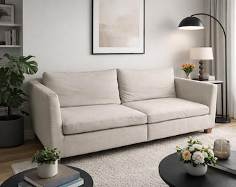 STOCKHOLM 3.5 Seat Sofa Cover, Handmade Natural Linen Slipcover - Custom Made To Fit STOCKHOLM 3.5 Seater Couch Model