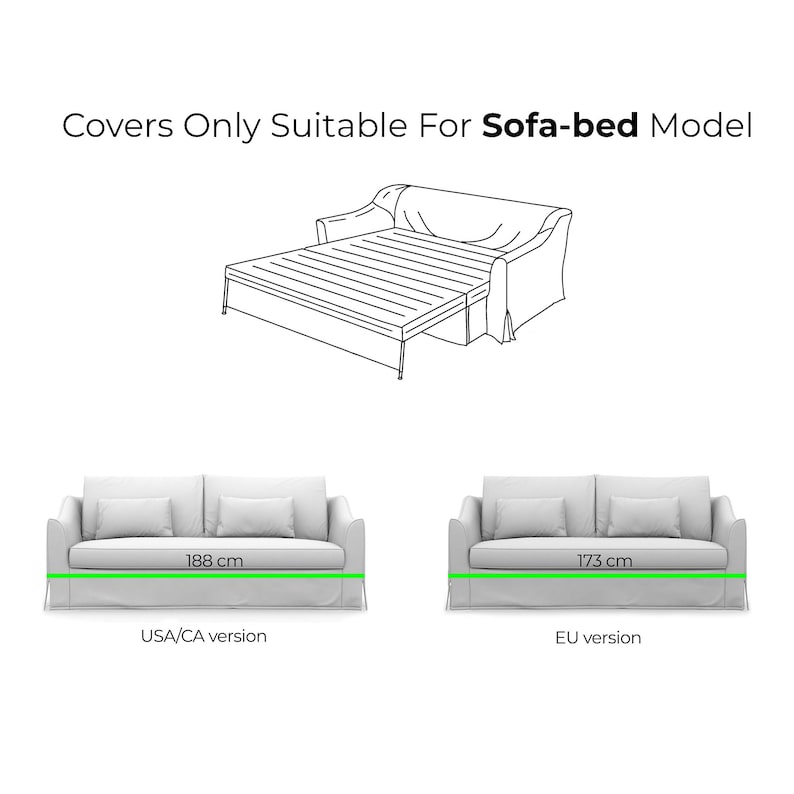 FÄRLÖV 2seat Sofa Bed Cover, Handmade Natural Linen Slipcover Custom Made to Fit IKEA Farlov 2