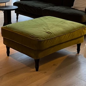 STOCKSUND Hocker Bezug, Handgefertigter Bezug aus Naturleinen - Nach Maß für STOCKSUND Modell Ottoman