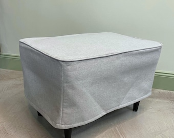 STRANDMON Footstool Cover, Handmade Natural Linen Slipcover - Custom Made To Fit STRANDMON Model Ottoman