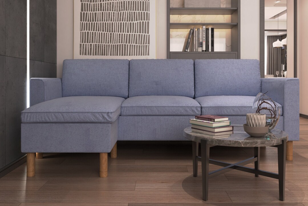 PÄRUP Sofa With Chaise Longue Cover, Handmade Natural Linen Slipcover