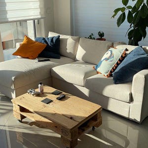 VIMLE Sofa With Chaise Longue Cover, Handmade Natural Linen Slipcover - Custom Made To Fit VIMLE Chaise Longue Model