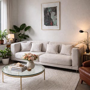 TYLÖSAND 3 Seat Sofa Cover, Handmade Natural Linen Slipcover - Custom Made To Fit Tylosand 3 Seater Couch Model