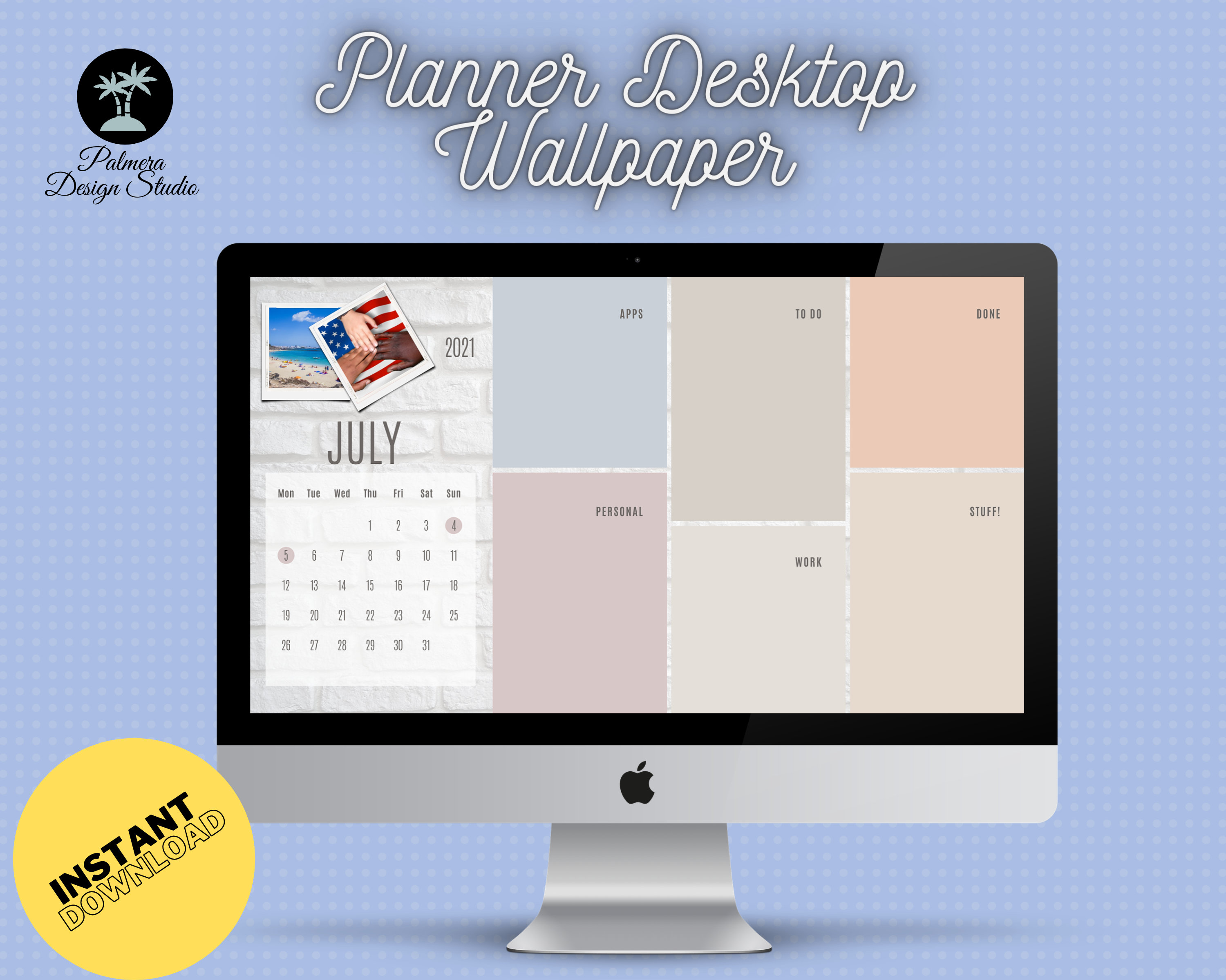 Planner Desktop Wallpaper 2021 Calendar Holidays July Etsy