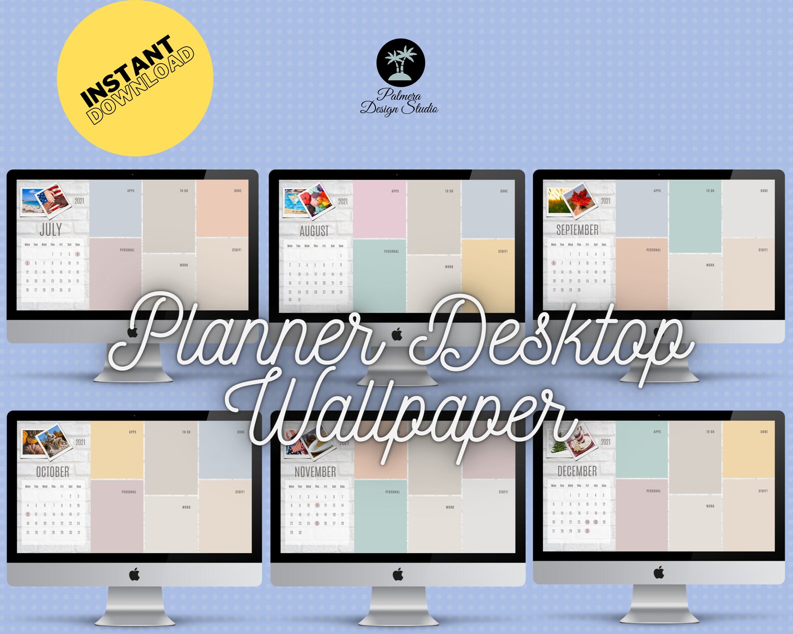 Planner Desktop Wallpaper 2021 Calendar Holidays July Etsy