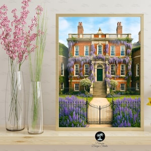 Arte mural de Bridgerton Wisteria House / Impresión digital inspirada en Bridgerton / Póster de Bridgerton / Decoración de la época de la Regencia / Descarga instantánea