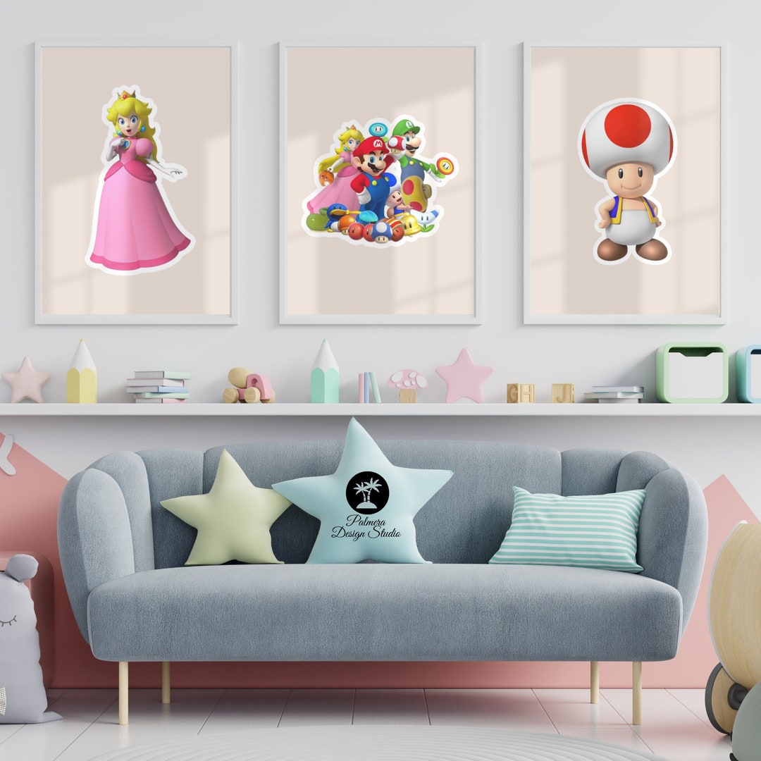 Super Mario Wall Art Mario Poster Print Set of 3 Mario Etsy