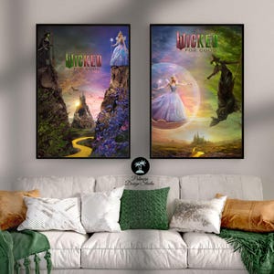 Conjunto de 2 pósteres digitales "Wicked For Good" / Arte mural de Elphaba y Glinda / Ariana Grande y Cynthia Erivo / Arte mural imprimible
