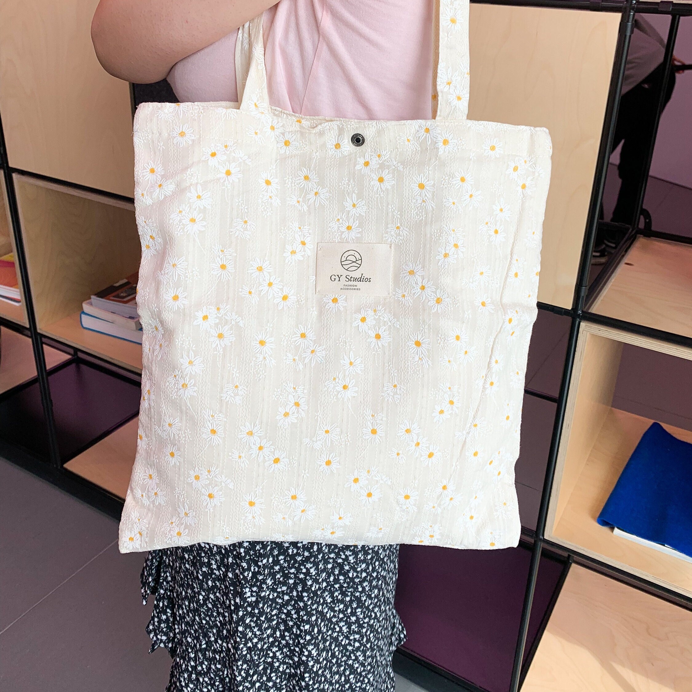 Daisy Canvas Tote Bag Daisy Flower Bag Aesthetic Tote Y2K 