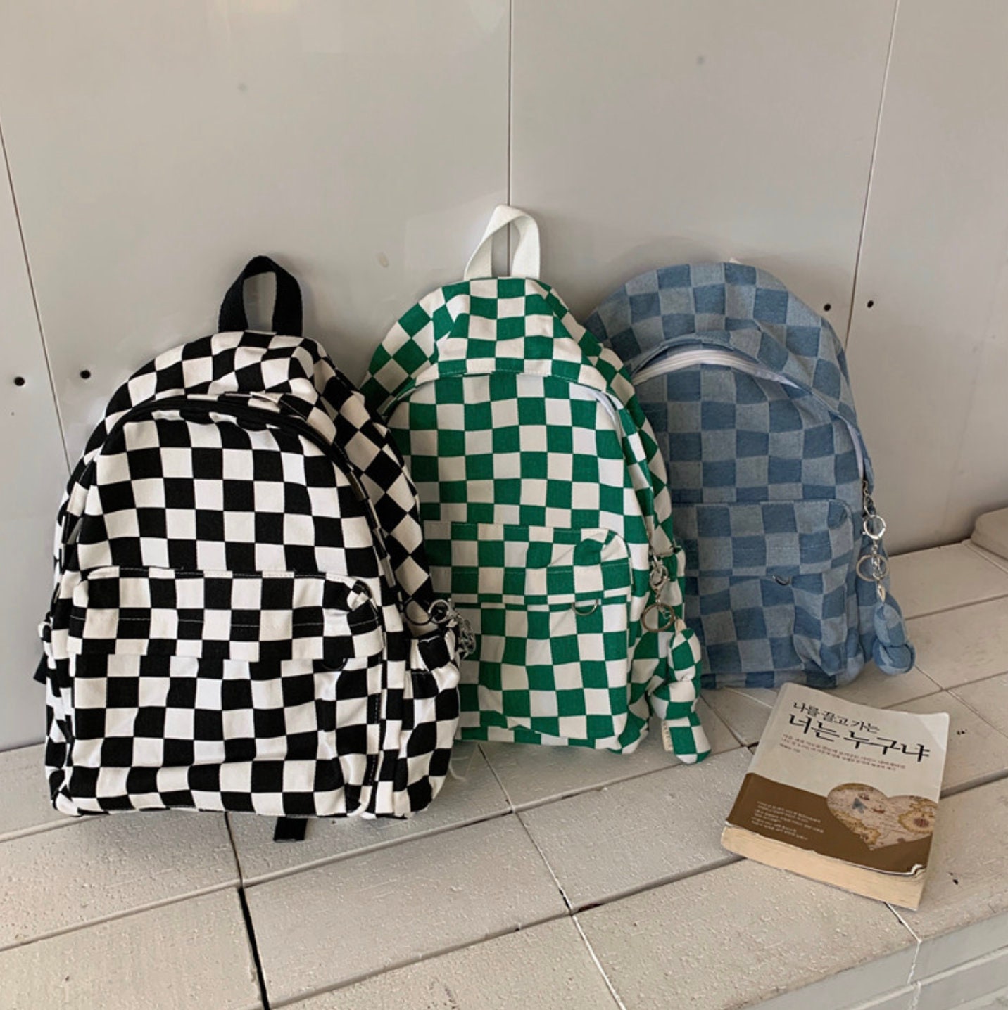 Unbranded, Bags, Black Checkered Backpack W Matching Wristlet