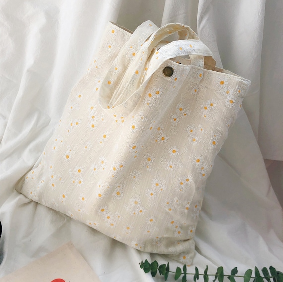 Tote Bag Tote Bag Cotton Bag White Bag Flower Bag - Etsy