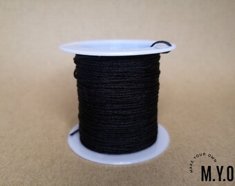Black Elastic Cord 1mm, Stretch Beading String | 5M 10M 20M