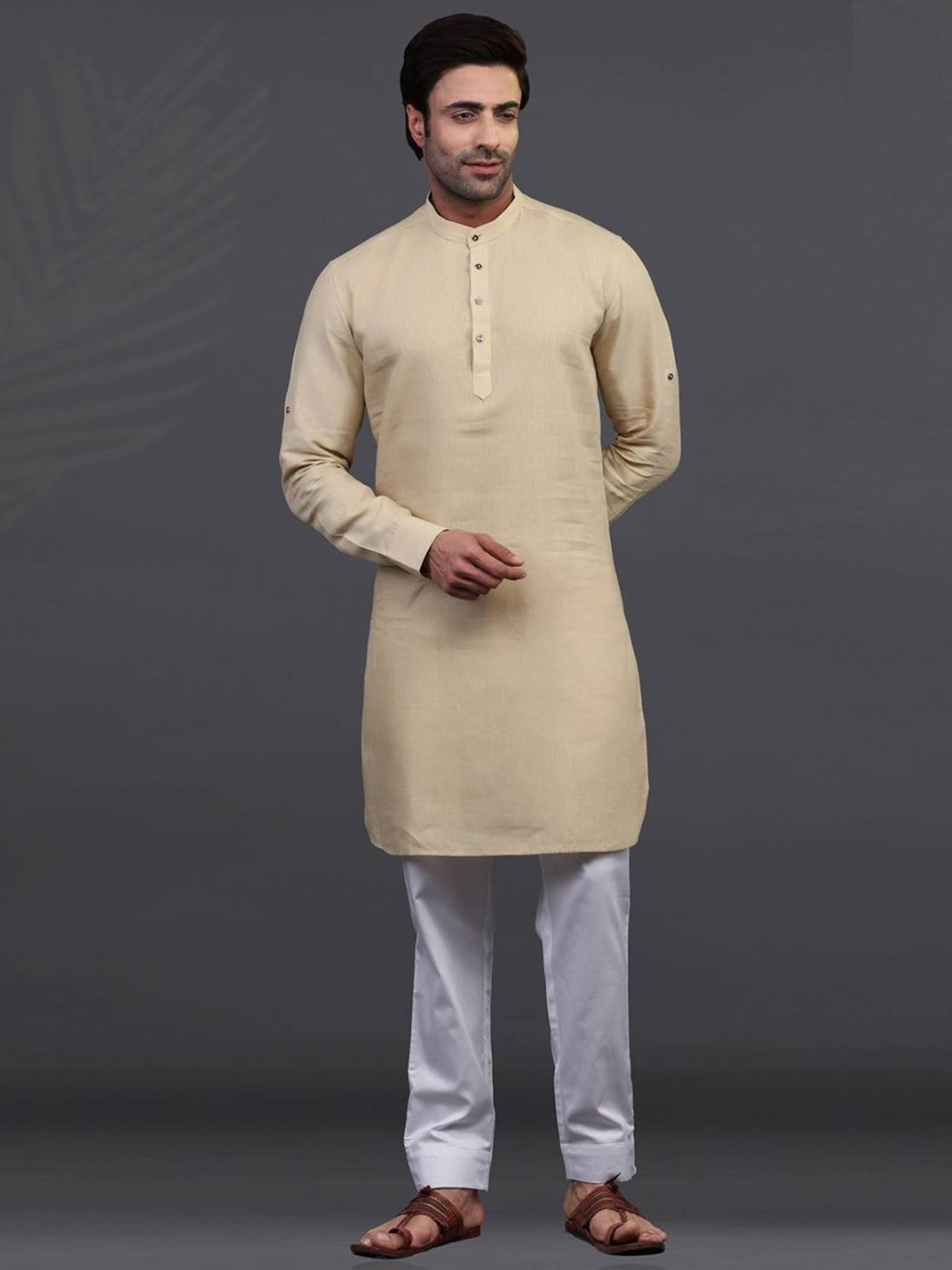 Beige Linen Full Sleeeves Kurta Suit for men indian kurta Etsy