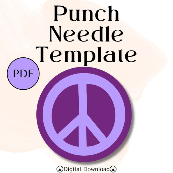 Retro Punch Needle Pattern, Peace Sign Mug Rug, Hippie PDF, Punch Needle Coaster for Beginners, Embroidery Template