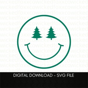 Christmas Happy Face, Smiley Face Christmas Tree Svg, Merry Christmas SVG, Funny Holiday Svg, Christmas Shirt, Png, Svg Files for Cricut