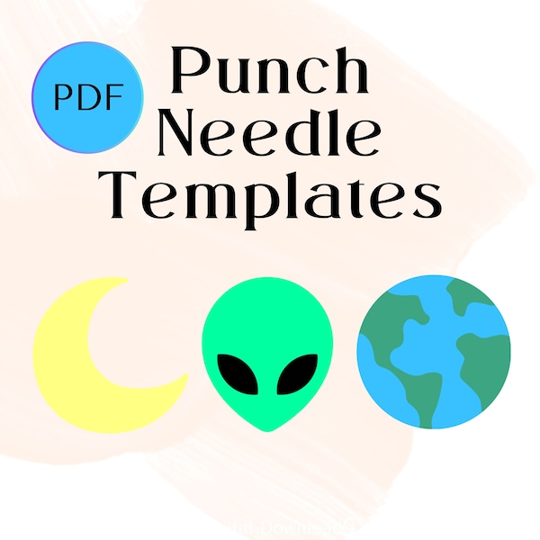 Punch Needle Template Bundle, Space Mug Rug, Alien PDF, Earth Mug Rug, Moon PDF, Punch Needle Pattern, Yarn Art, Punch Needle for Beginners