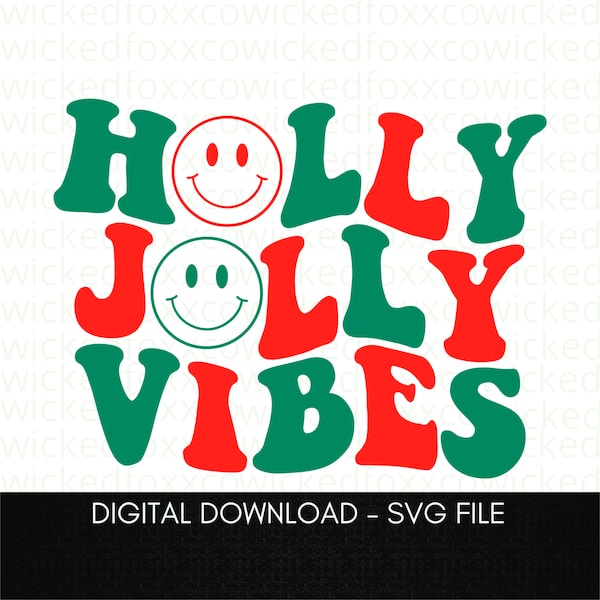 Holly Jolly Vibes Retro SVG, Retro Christmas SVG, Christmas mama svg, holiday sublimation png - Commercial Use, Digital File