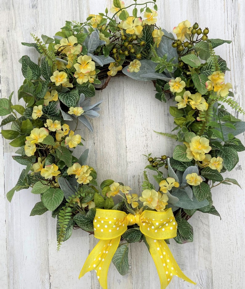 Yellow Flowers Wreath, Summer Front Door Wreath, Country Wreath