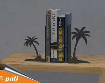 Palm Tree Metal Bookend, Summer Bookends, Book Support, Sujetalibros, Book Ends, Book Stand, Bookshelf, Christmas Gift Bookend, Buchstütze