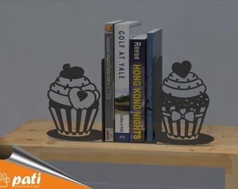 Metal Cupcake Bookend, Kitchen Bookend, Bookends, Sujetalibros, Book Support, Stand, Bookend For Kids, Christmas Gift Bookend, Buchstützen
