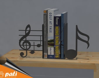 Music Note Metal Bookend, Symphony Bookends, Sujetalibros, Book Support, Book End, Book Ends, Christmas Gift Bookend, Bookrest, Buchstütze