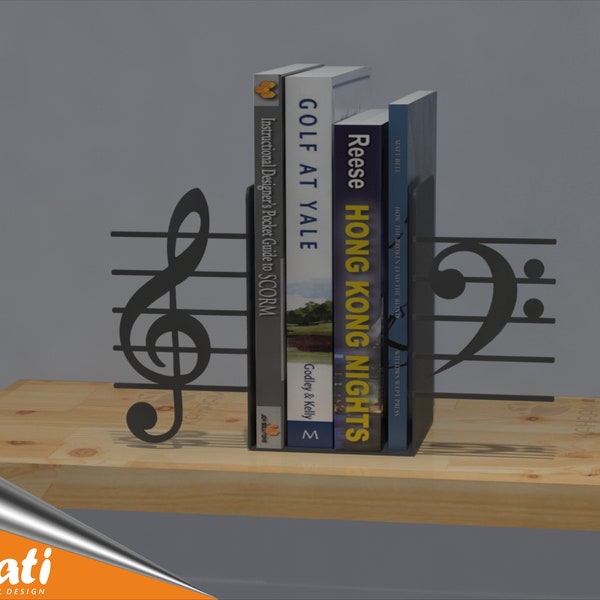 Treble Key, Bass Key, Music Note Metal Bookend, Symphony Bookends, Sujetalibros, Book End, Book Ends, Christmas Gift Bookend, Buchstütze