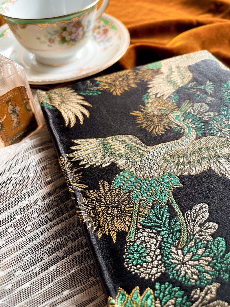 Chinoiserie brocade fabric covered journal notebook hardcover diary sketchbook writing journal image 3