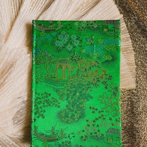 Chinoiserie brocade fabric covered journal notebook hardcover diary sketchbook blank journal writing journal