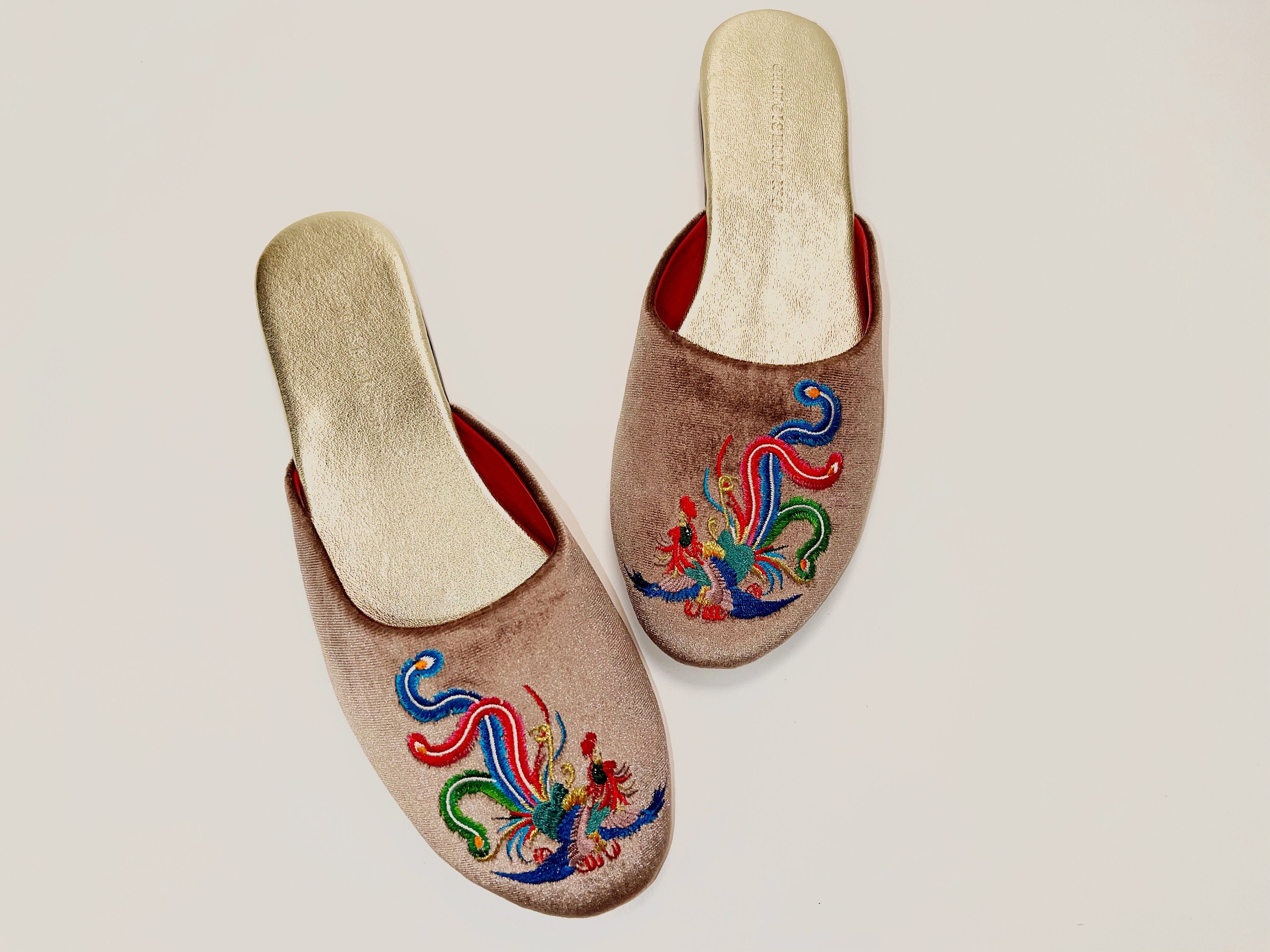 EMBROIDERED VELVET MULES LINDU main image 1