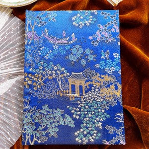 Chinoiserie brocade fabric covered journal notebook hardcover diary sketchbook blank journal writing journal