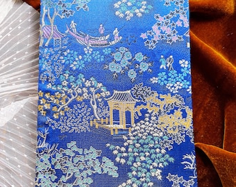 Chinoiserie brocade fabric covered journal notebook hardcover diary sketchbook blank journal writing journal