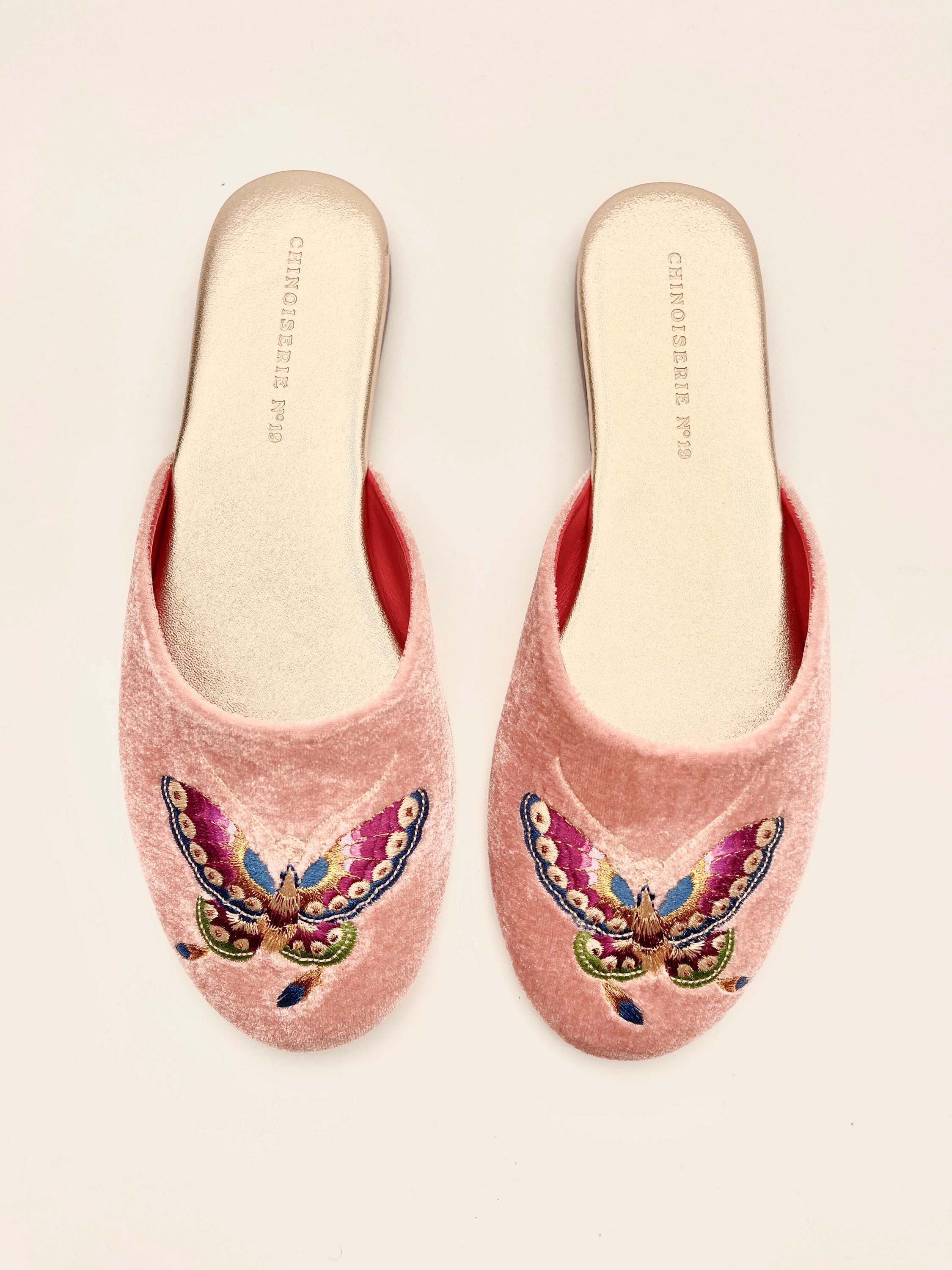 Cammie Pantofole Donna In Rete Con Motivo Floreale Cinese – Viola, Taglia 36.5 – Slip-on Con Tacco Piatto