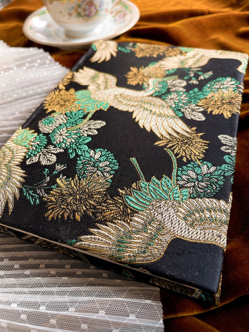 Chinoiserie brocade fabric covered journal notebook hardcover diary sketchbook writing journal image 4