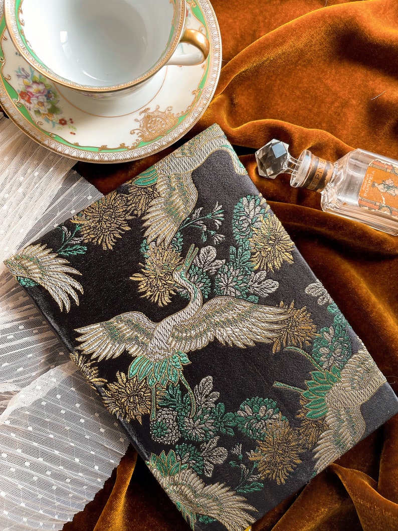 Chinoiserie brocade fabric covered journal notebook hardcover diary sketchbook writing journal image 1
