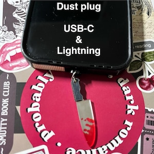 Spooky knife dust plug / Kindle/phone Charm, USB-C/Lightning Dust Plug Charm, Bookish Charm, Kindle Accessory, Fire Tablet Plug