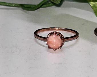 Size 7 peach moonstone ring