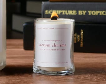 Vela Sacrum Chrisma de 85 ml: cera de soja y coco con esencia de crisma - Mecha de madera