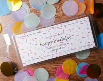 Happy Birthday Wax Melts : Cire de soja à la noix de coco et à l'huile essentielle de vanille