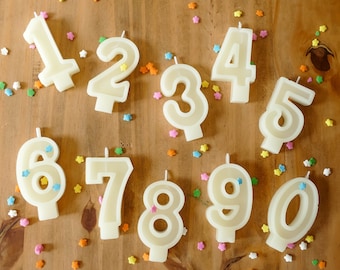 White Beeswax Number Candles