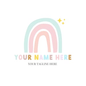 Logotipo de berçário, modelo de logotipo Canva, logotipo de loja, logotipo de roupas, logotipo arco-íris, logotipo de cartão, logotipo de puericultura, design de logotipo